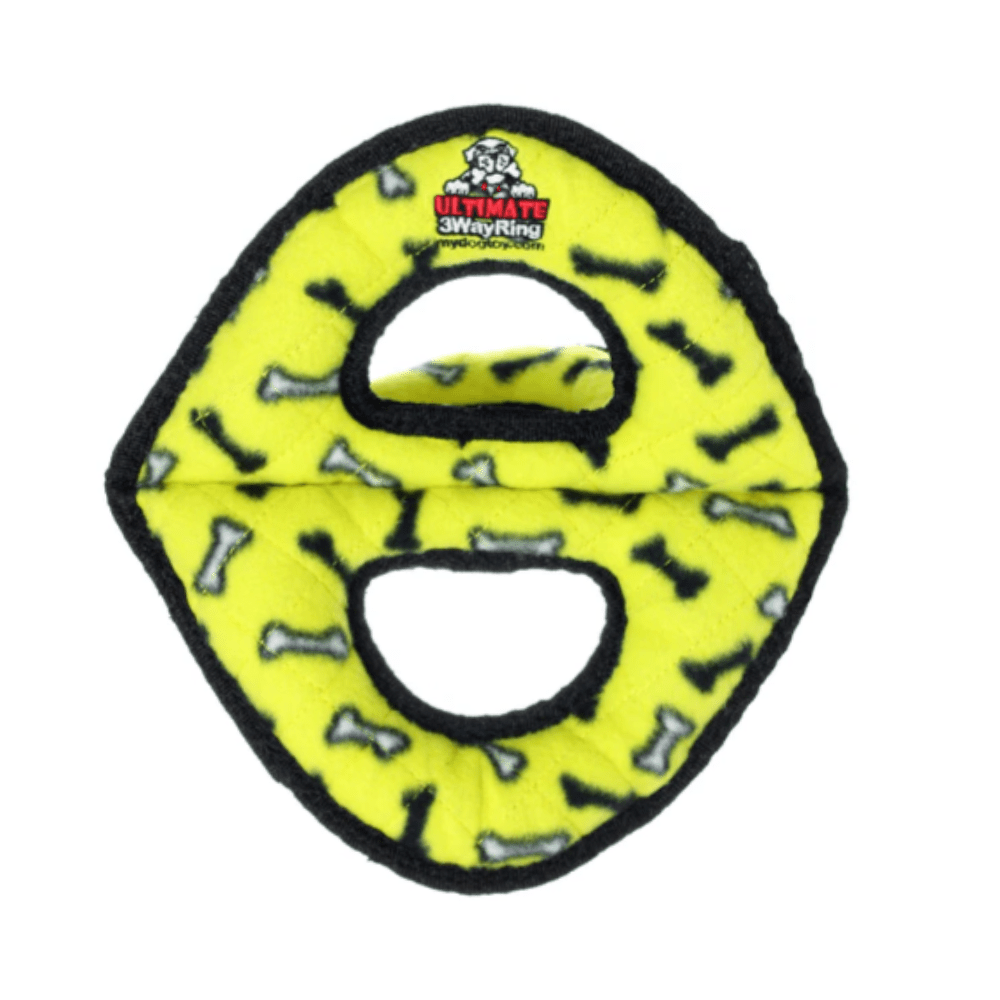 Tuffy - Ultimativ 3-vejs ring - Hundelegetøj - Gul - TUFFY 9