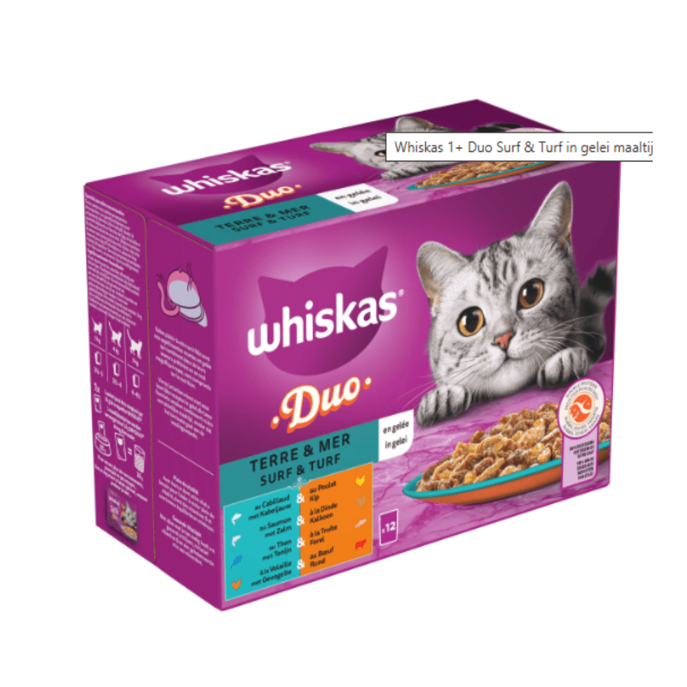 Whiskas 1+ - Duo Surf & Turf in Jelly - 12 x 85 grams