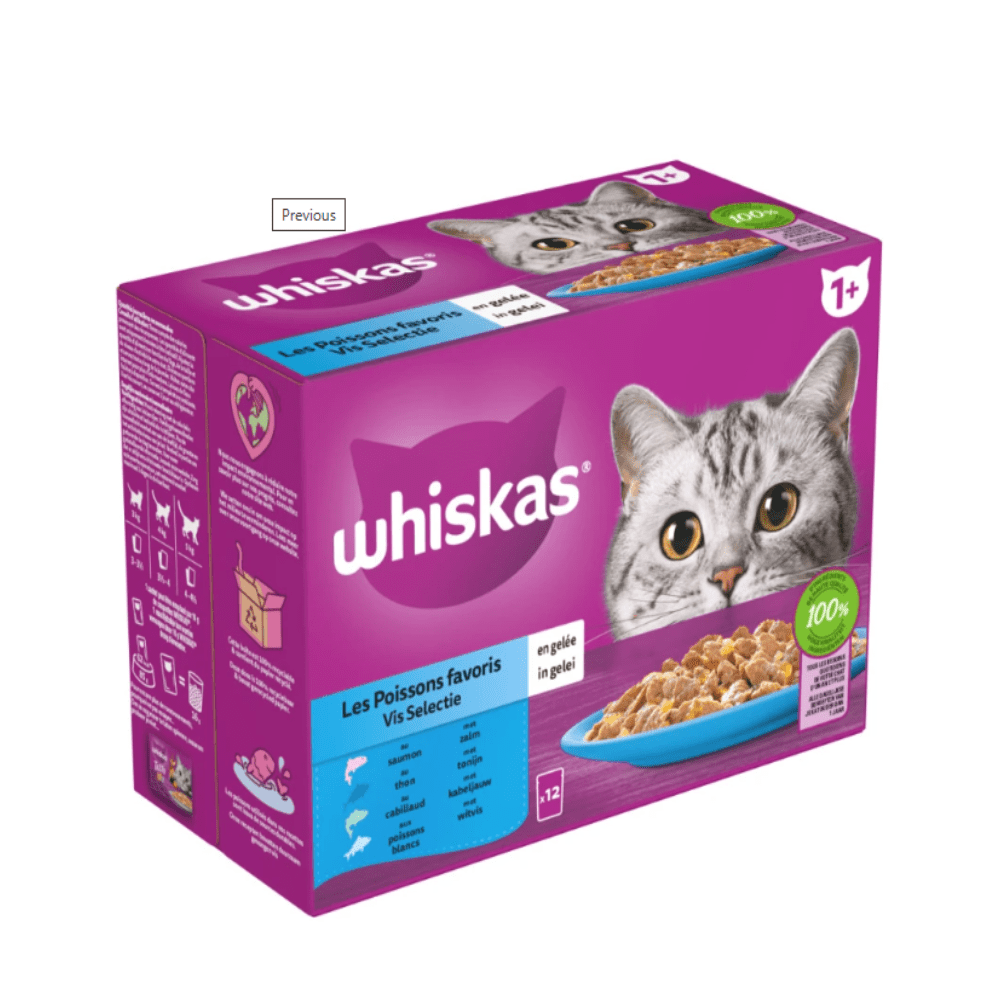 Whiskas 1+ - Vis Selection in Jelly - For Adult Cats - 12x85g