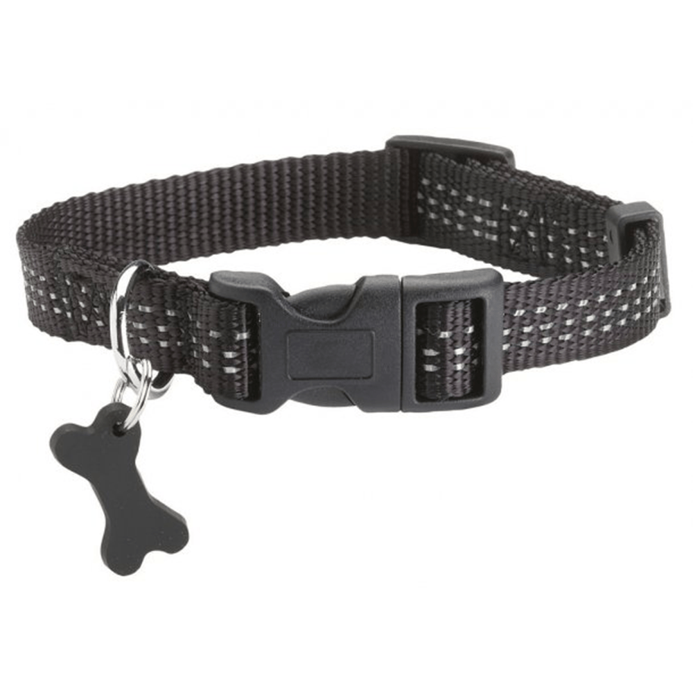 Bobby Halsband - Collier de Chien Noir Réfléchissant avec Fermeture Sécurisée, XS à XL