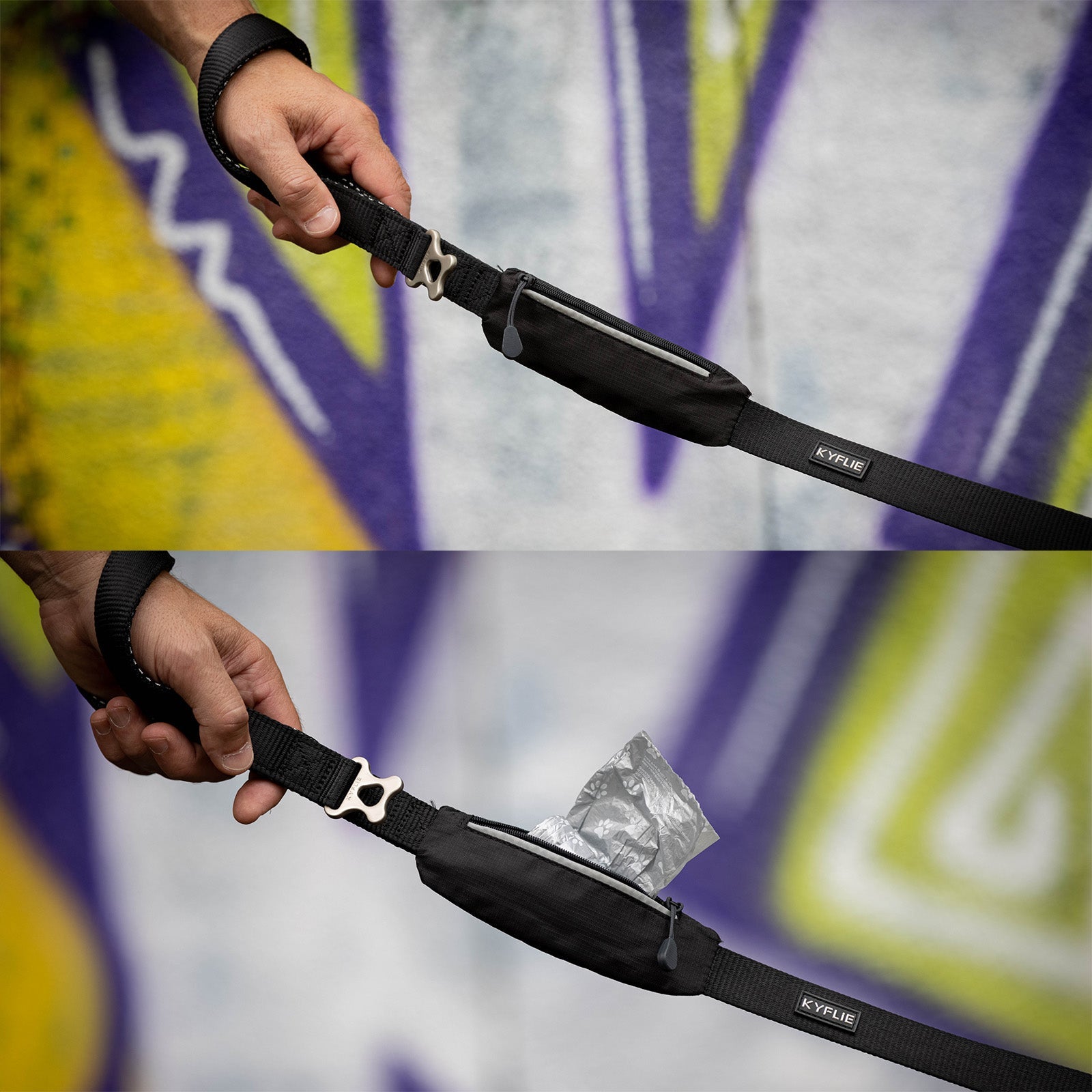 Kyflie Momentum - Hundesnor med dobbelt håndtag og opbevaringslomme