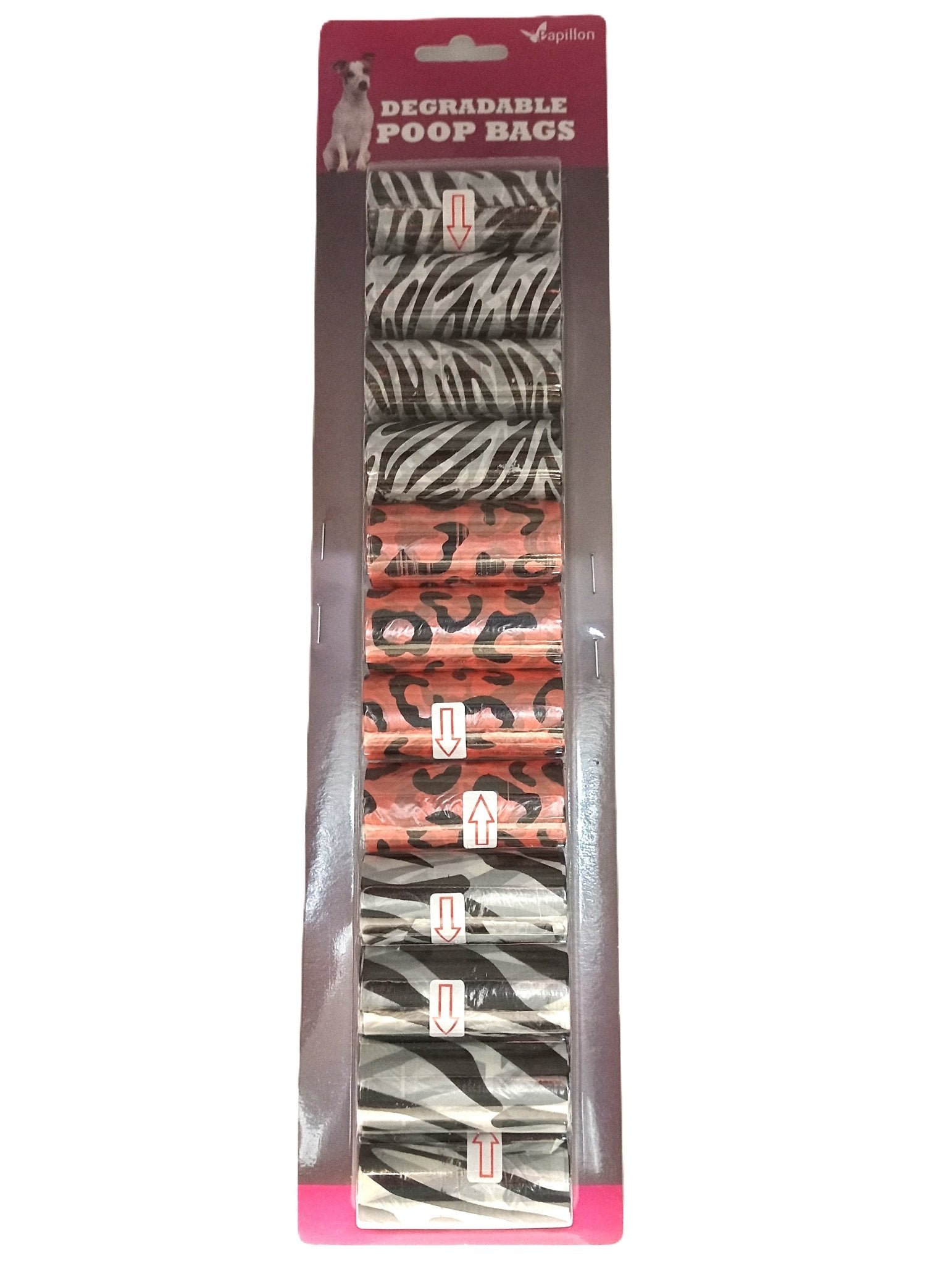 Papillon Bionedbrydelige Poop Bags i dyreprint 12 stk